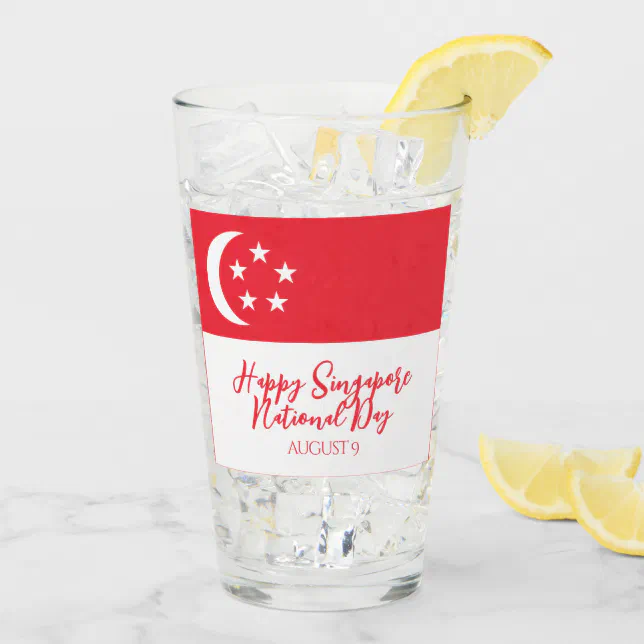 Happy Singapore National Day Singapore Flag Glass