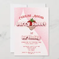 Berry Sweet Strawbery Birthday Party  Invitation