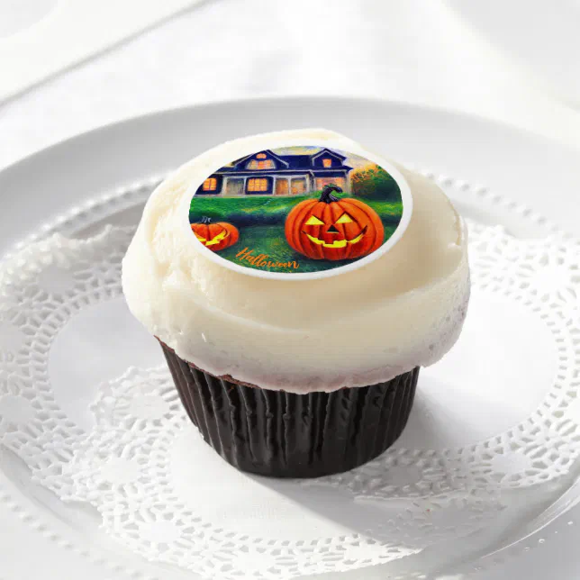 Halloween pumpkins illuminated edible frosting rounds