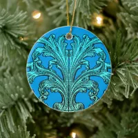 Unique Vintage Swirl Ombre Blue Design Ceramic Ornament