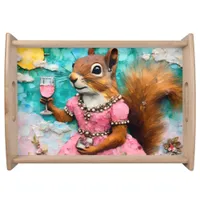 Adorable Squirrel in a Pink Dress Serving Tray