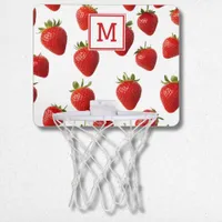 Cute Red Strawberries Fresh Fruit Fun Monogrammed Mini Basketball Hoop