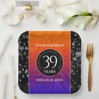 Elegant 39th Agate Wedding Anniversary Celebration Paper Plates