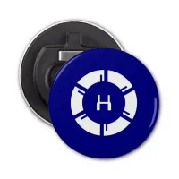 Modern Futuristic Circle SciFi Geek Monogram Blue Bottle Opener