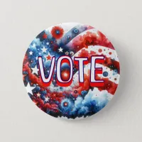  Patriotic Red, White and Blue Vote Button