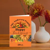 Fall Fruits Flowers And Foliage Happy Thanksgiving Card