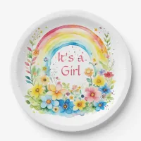 It's a Girl Rainbow and Flowers Baby Shower