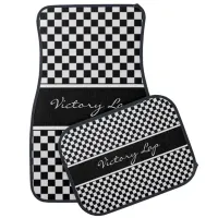 Black and White Checkered Car Floor Mat