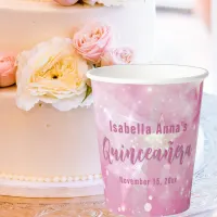 Pink Modern Glam Gleaming Starry Quinceañera Paper Cups