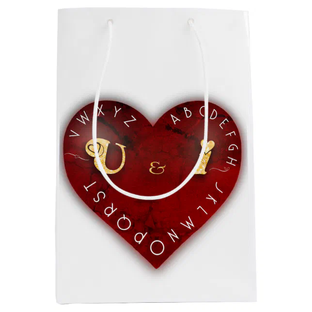 You and I - alphabet game on a red heart Medium Gift Bag