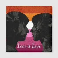 Lesbian Flag with Two Woman Silhouettes  Magnet