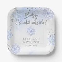 Blue Baby its Cold Outside Winter Baby Shower Paper Plates