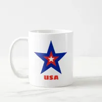 2-Sided Tricolor Star with Red Custom Text Mug