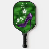 Purple Glitter High Heel Shoe on Green | Pickleball Paddle