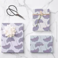 Lavender & Pastel Blue Gingko Leaves Wrapping Paper Sheets