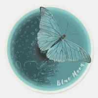 Blue Moon Butterfly Classic Round Sticker