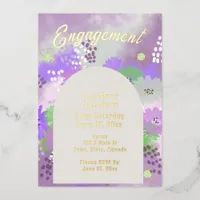 Modern Floral Engagement Foil Invitation