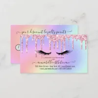 Glitter Pink Eyelash Extension Loyalty Business Card