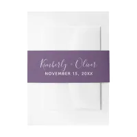 Purple Simple Calligraphy Wedding Invitation Belly Band