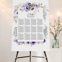 Dusty Violet Floral Baby Shower Seating Chart Foam Board