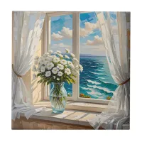 Pretty Ocean Scene Coastal Art Ceramic Tile