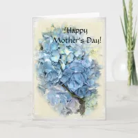 Blue Hydrangea Floral Happy Mothers Day Card