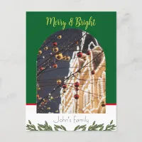 Arch photo minimalist merry christmas holiday postcard