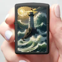 Lighthouse In A Storm Zippo Lighter