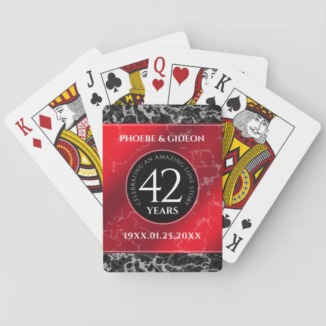 Elegant 42nd Jasper Wedding Anniversary Poker Cards