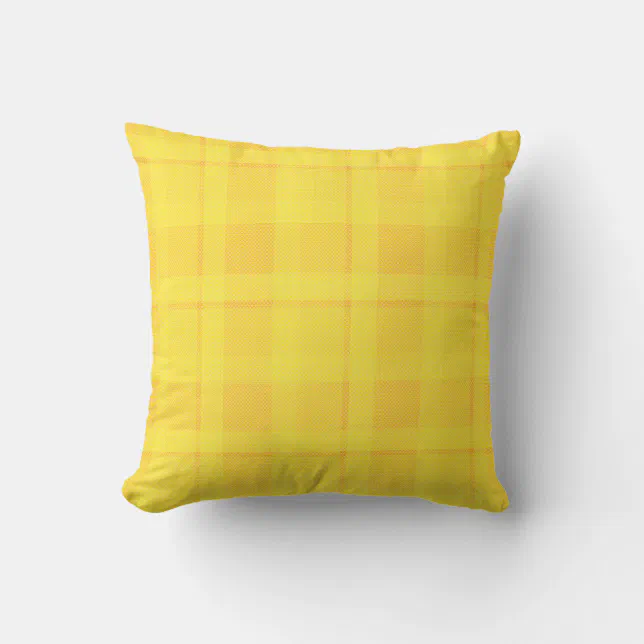 Yellow Checked Fabric Throw Pillow
