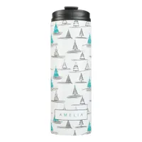 Teal Christmas Tree Pattern#5 ID1009 Thermal Tumbler