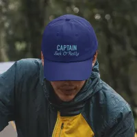 Blue Captain Name Typography Embroidered Baseball Cap