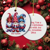 Holiday Gnomes Personalized Christmas Ceramic Ornament