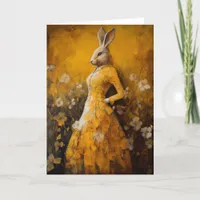 Rabbit in a Yellow Dress Easter Holiday Card