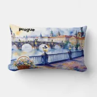 Prague - Czech Republic Watercolor Sketch | Lumbar Pillow