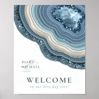 Agate Geode Glitter Welcome Dusty Blue ID647 Poster