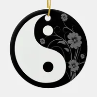 Black Floral Yin Yang Ceramic Ornament