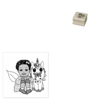 Cute Fairy and her Unicorn Personalized   Rubber Stamp