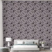 Simple Black Hearts, Floral, Infinity on Mauve | Wallpaper