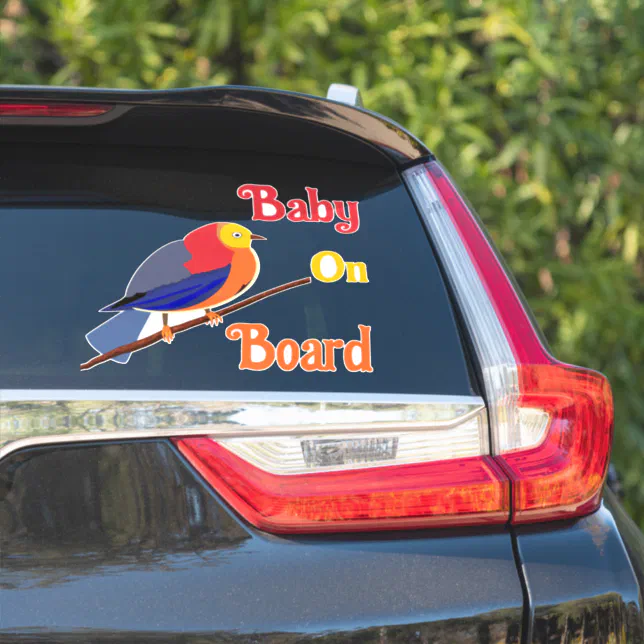 Car rear Window Cling - Baby on board - bird Sticker