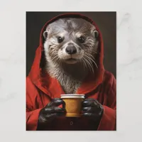 Adorable Otter With Coffee Postcard