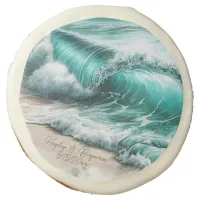 Turquoise Ocean Waves Personalized Wedding Sugar Cookie