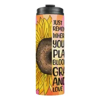 Inspirational Quote and Hand Drawn Sunflower Thermal Tumbler