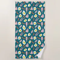 Novelty Eggs Bacon Sausage Fried Breakfast Chef Beach Towel