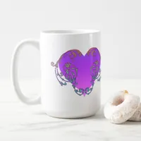 Elegant, Romantic Purple Heart with Flourish Coffee Mug