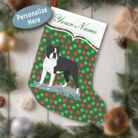 Boston Terrier Dog Drawing Small Christmas Stocking