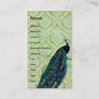 Vintage Peacock on Damask Pattern Business Card