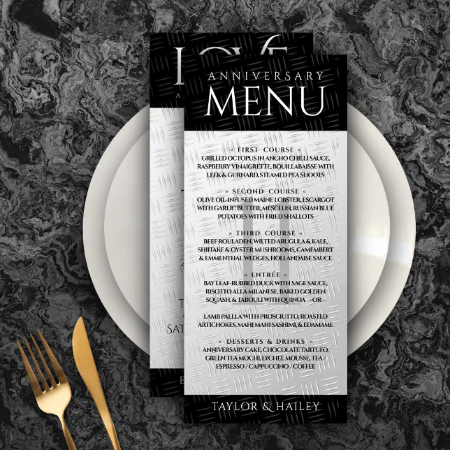 Elegant 11th Steel Wedding Anniversary Celebration Menu