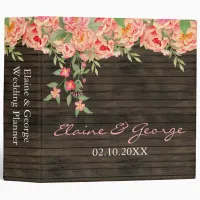 Rustic Country Peony Barn Wood Wedding Binder