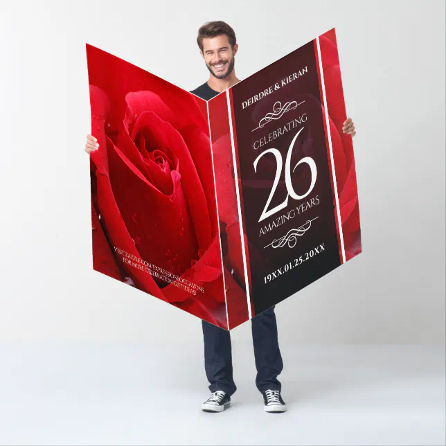 Giant 26th Rose Wedding Anniversary Celebration Card